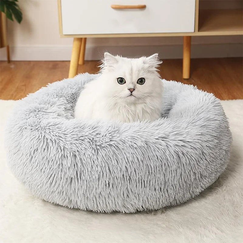 Round Plush Pet Bed for Medium Dogs and Cats Comfort