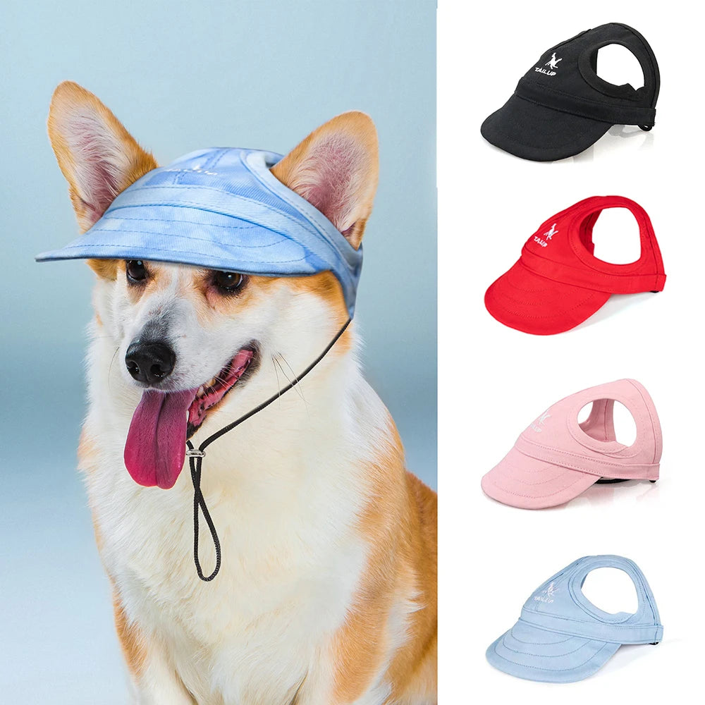 Pet Baseball Cap Sun Hat For Dogs And Cats With Ear Holes