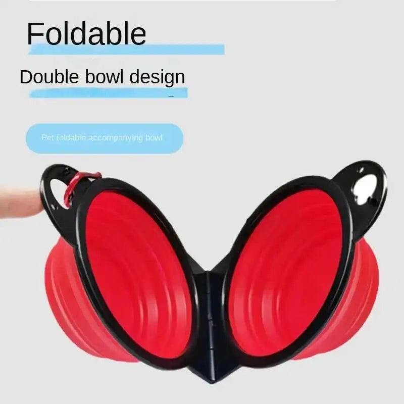 Collapsible 2 In 1 Dog Travel Bowl Folding Feeder
