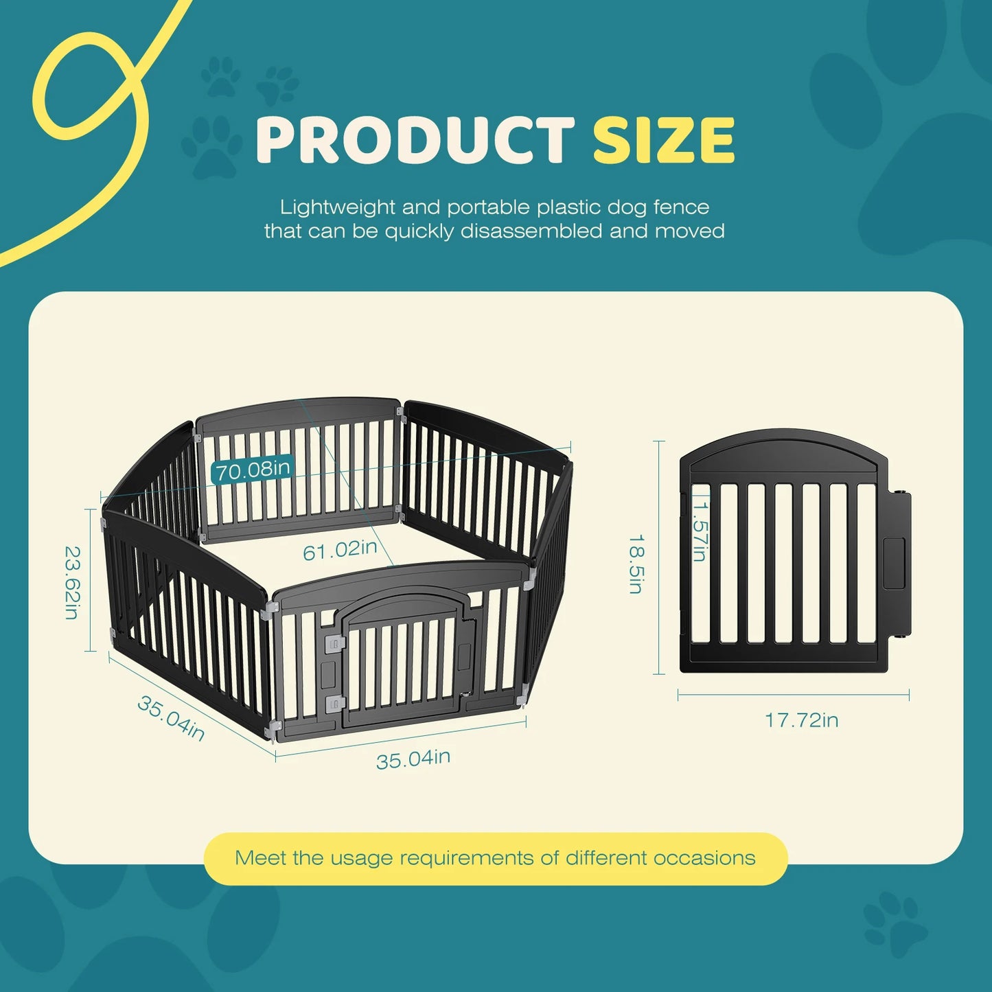 JHK Plastic Dog Playpen Expandable Pet Fence Six Panel
