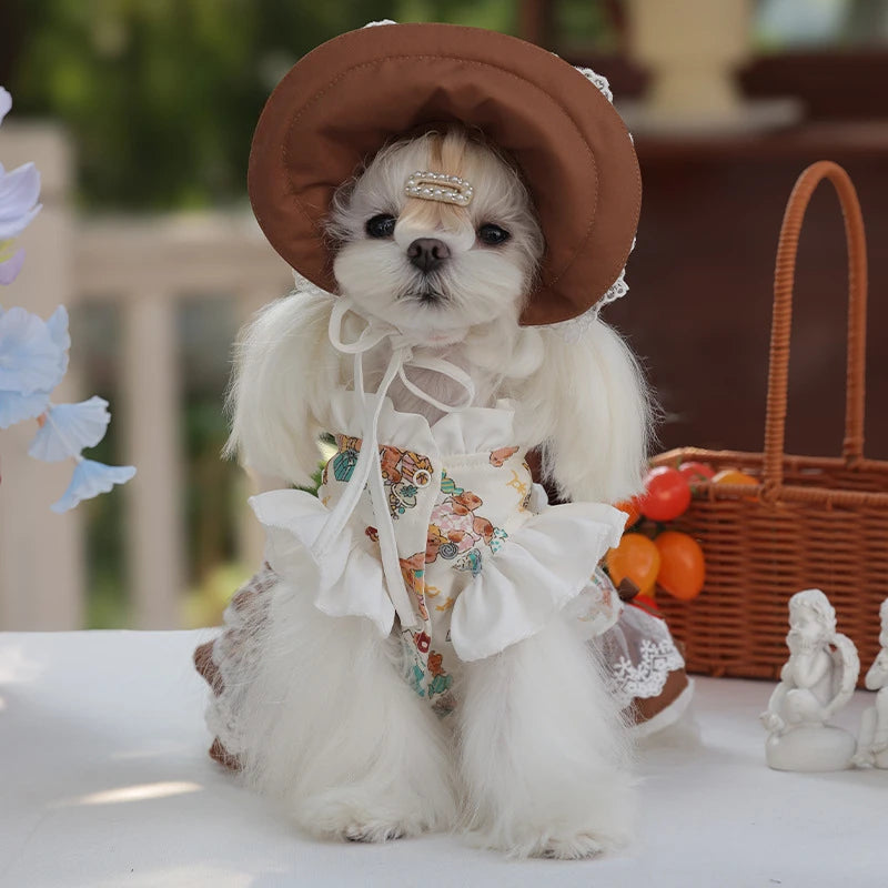 Pet Lace Dress and Maid Dress Set for Small Dogs