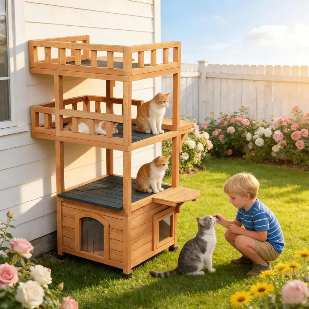 Multi-Tier Outdoor Cat Tree With Enclosed Condo And Platforms
