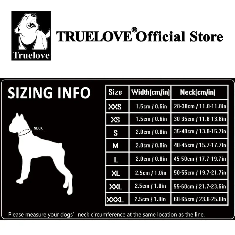 TRUELOVE Adjustable Padded Reflective Nylon Dog Collar