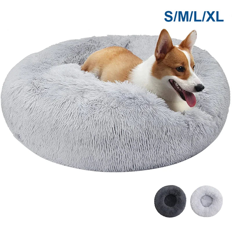 Round Plush Pet Bed for Medium Dogs and Cats Comfort