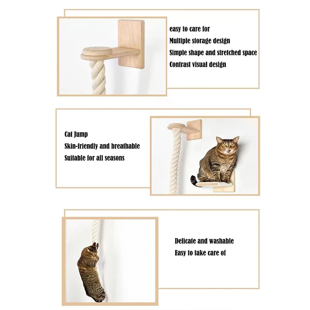 PETRAVEL Cat Climbing Shelf and Rope Tree Scratching Post
