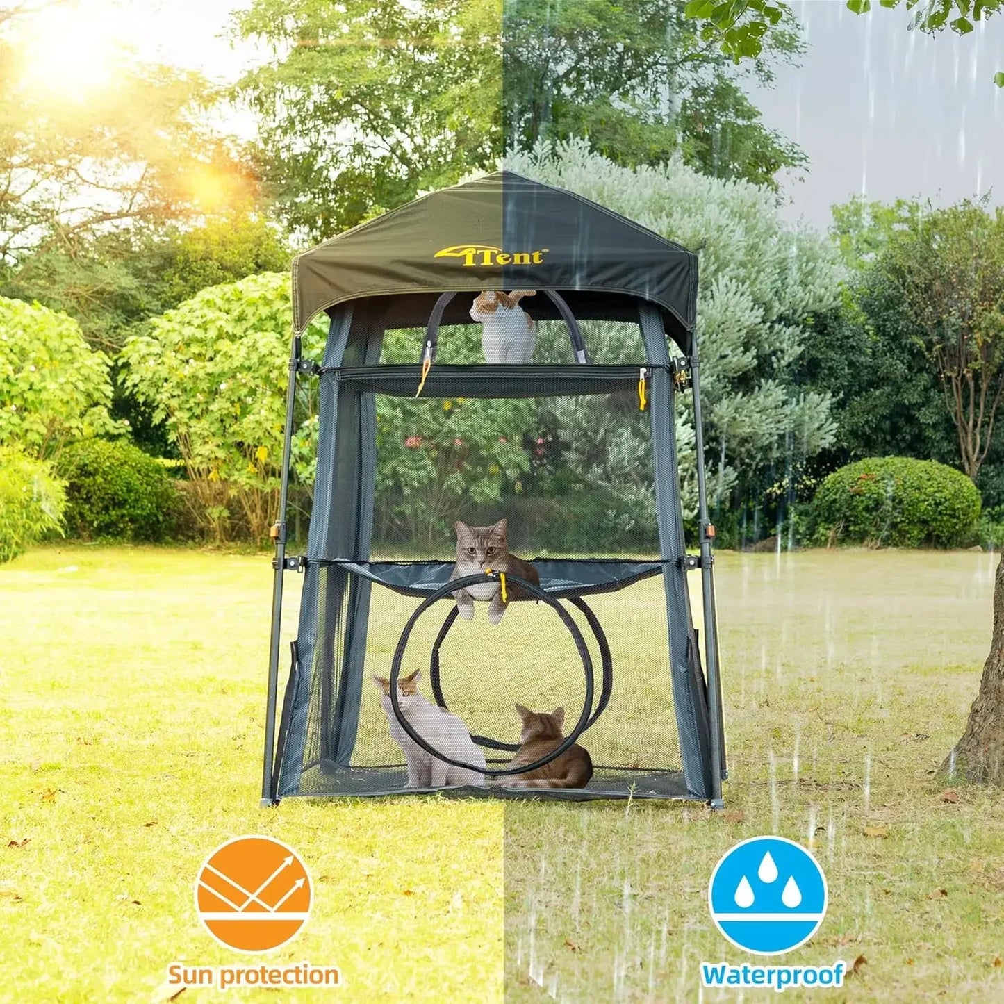 Cat Enclosure And Tower Tent Indoor Outdoor Triple-Tier Catio