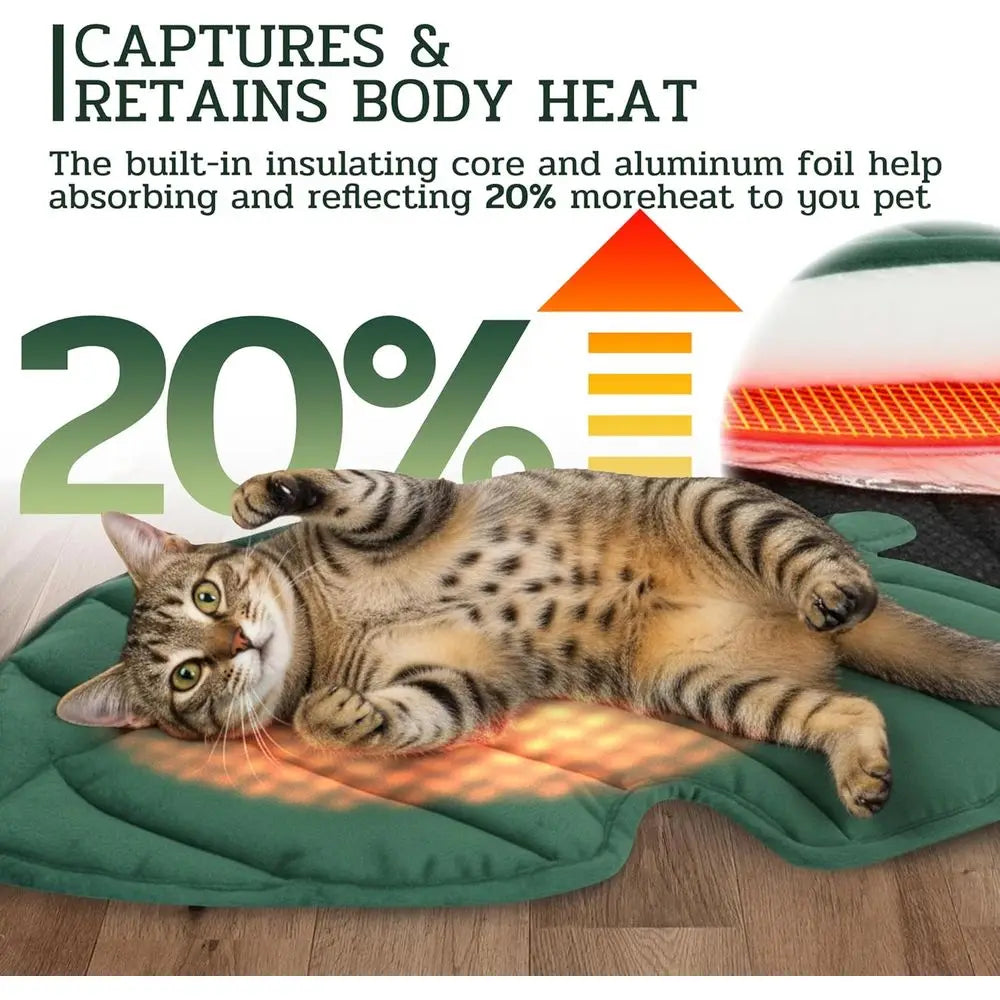 Leaf Shaped Self Warming Pet Bed Mat For Cat And Dog Washable Non Slip