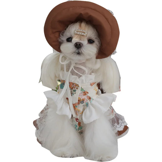 Pet Lace Dress and Maid Dress Set for Small Dogs