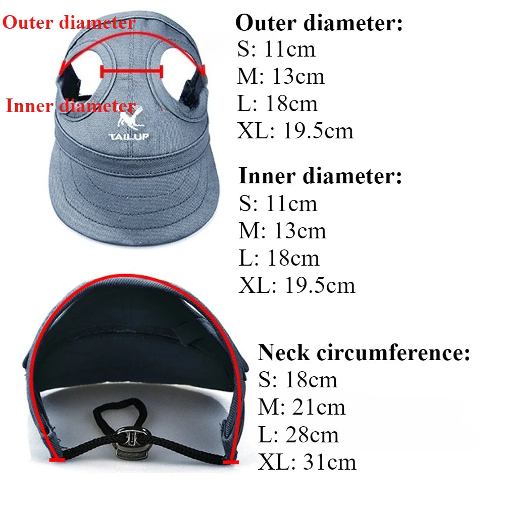 Pet Baseball Cap Sun Hat For Dogs And Cats With Ear Holes