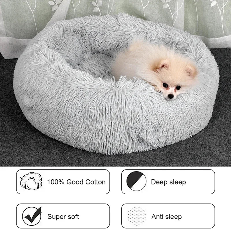 Round Plush Pet Bed for Medium Dogs and Cats Comfort