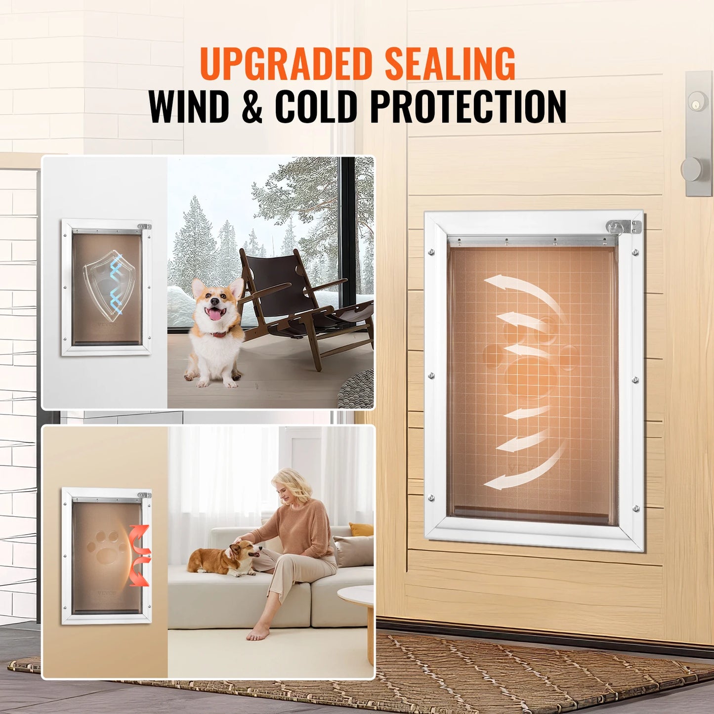 SucceBuy Pet Door With Aluminum Frame And Lockable Flap Weatherproof