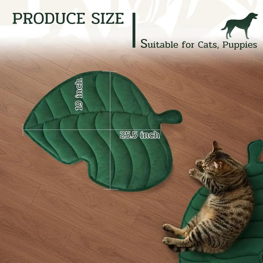 Leaf Shaped Self Warming Pet Bed Mat For Cat And Dog Washable Non Slip