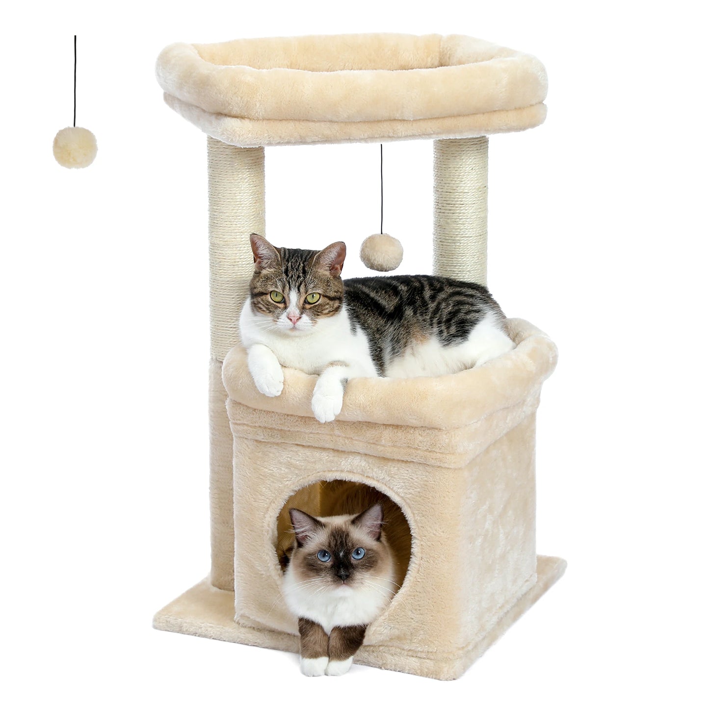 PEQULTI Cat Tree Tower With Cozy Condo And Plush Perch