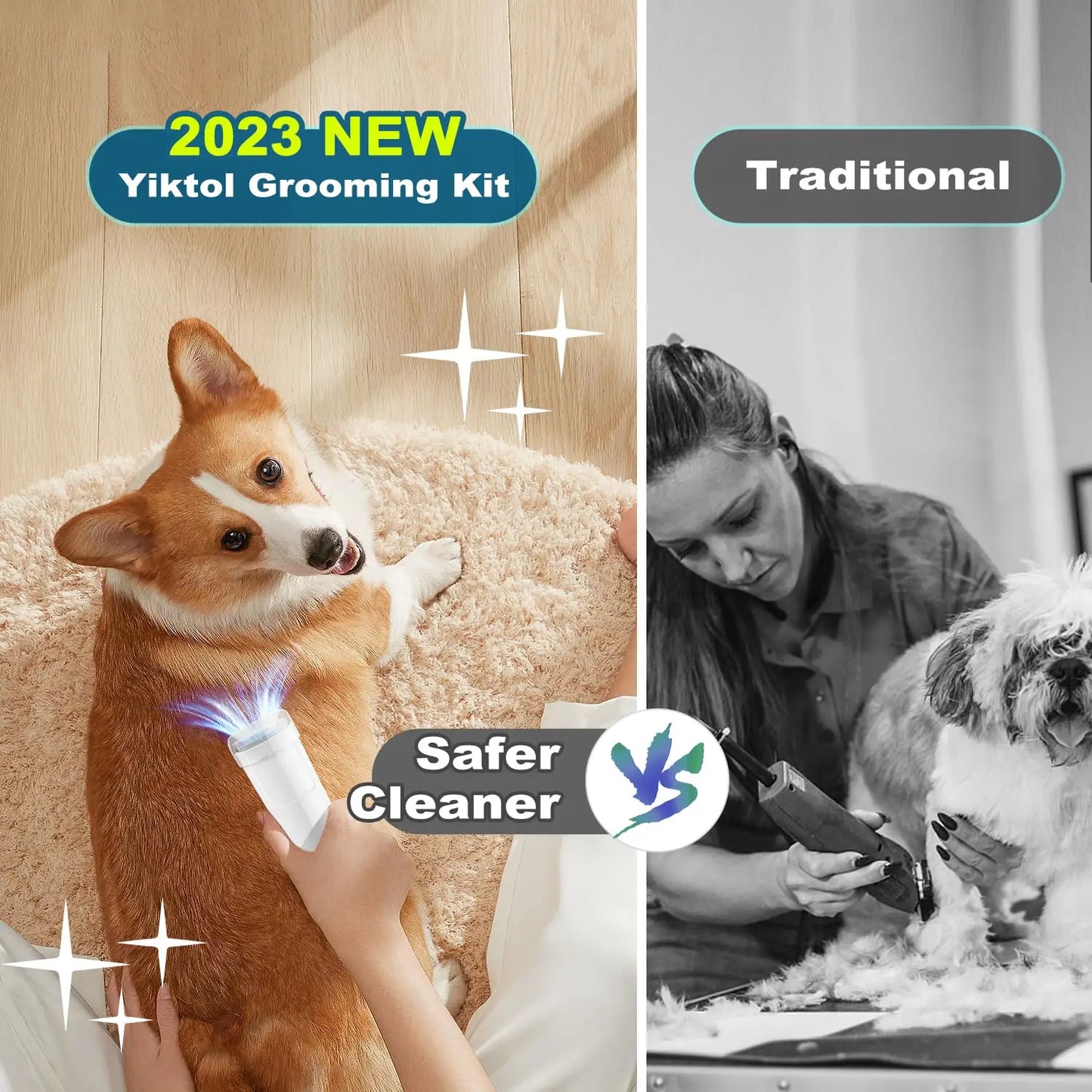 Dog Grooming Kit With Hair Clipper Combs And Vacuum