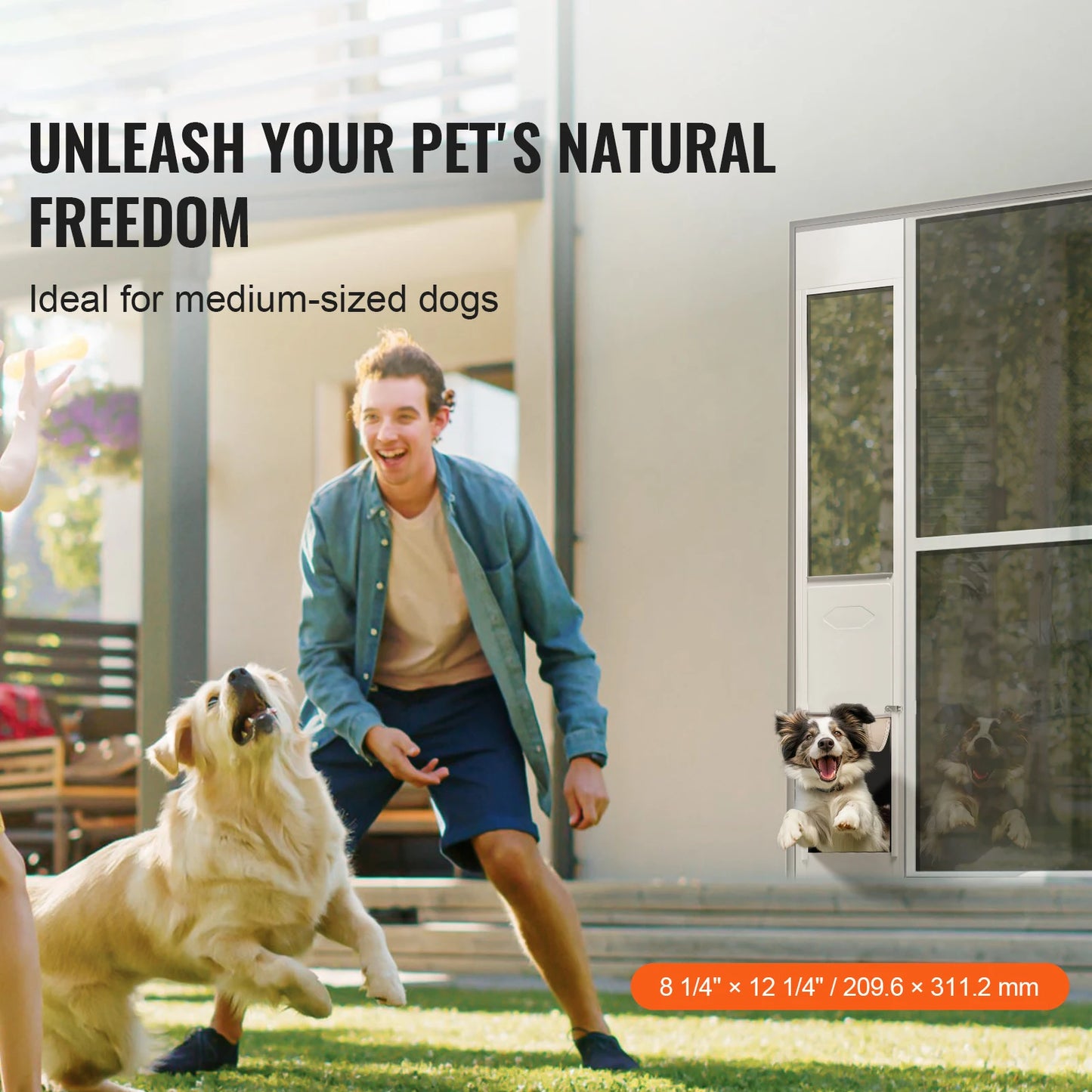 Dog Sliding Glass Door With Adjustable Height And Tempered Glass