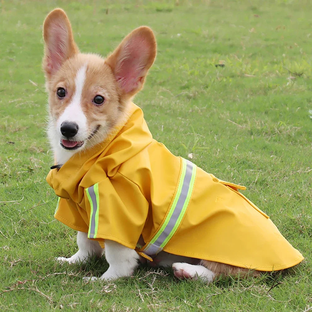 Corgi Cloak Style Hooded Waterproof Dog Raincoat Reflective Windproof