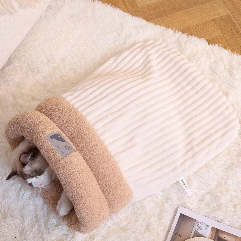 Autumn Winter Cat Sleeping Bag Semi Enclosed Cat Nest