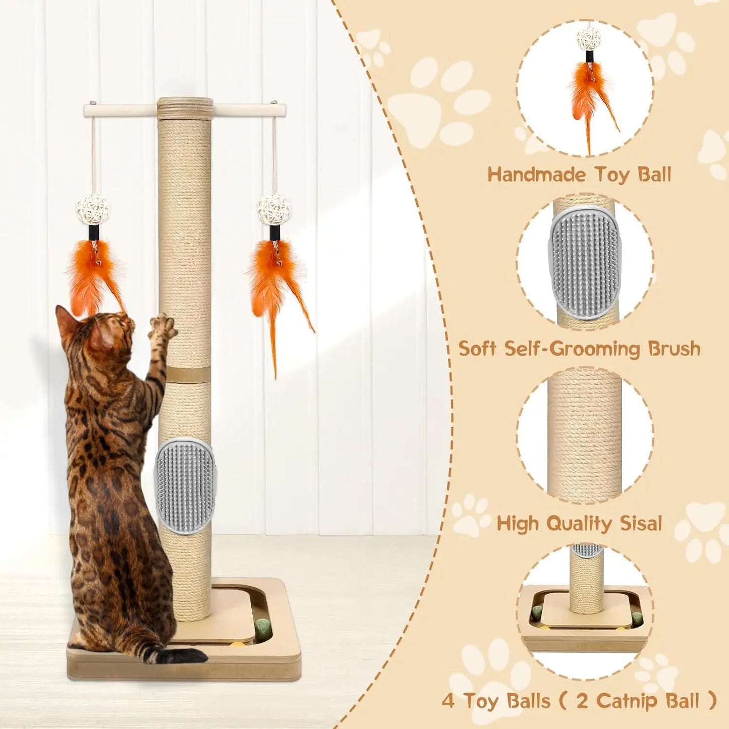 Cat Tree With 3-Tier Ball Track And Jute Scratching Post