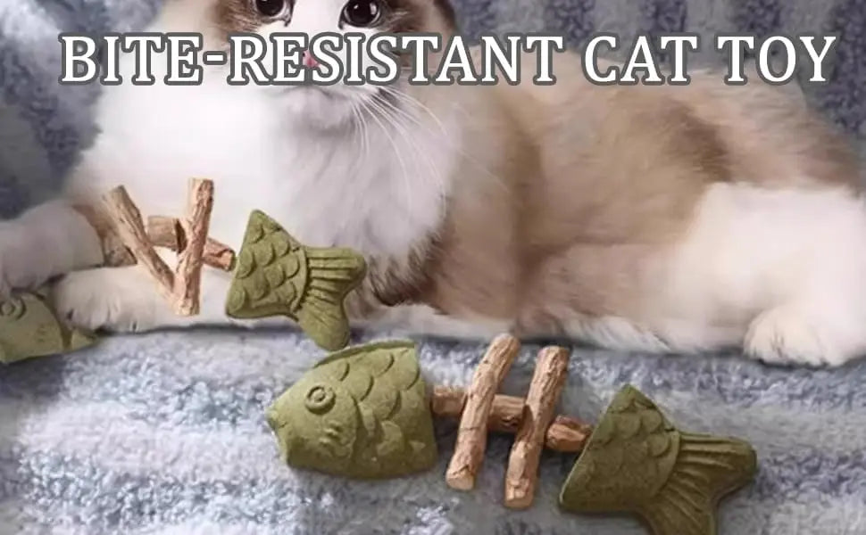 Dental Health Cat Chew Toy Bite Resistant Fishbone