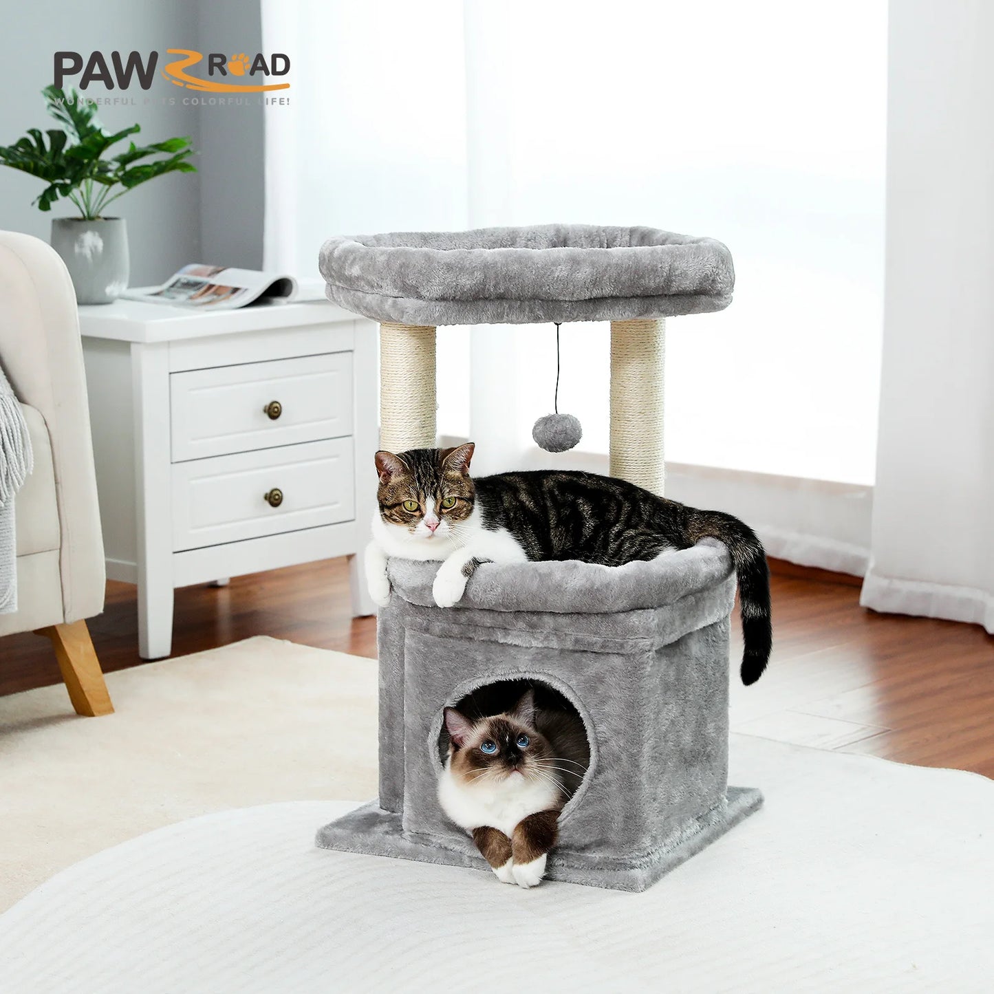 PEQULTI Cat Tree Tower With Cozy Condo And Plush Perch