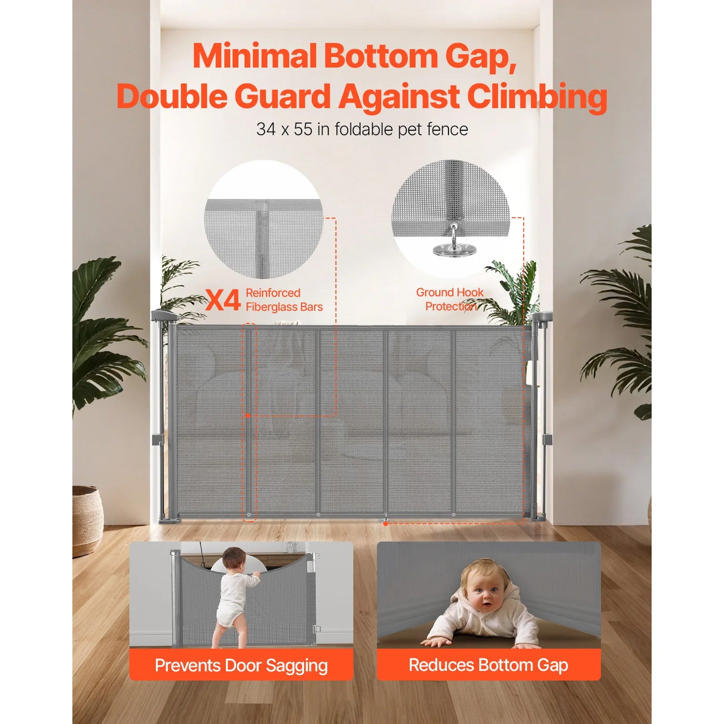 SucceBuy Retractable Baby Gate For Kids And Pets Mesh
