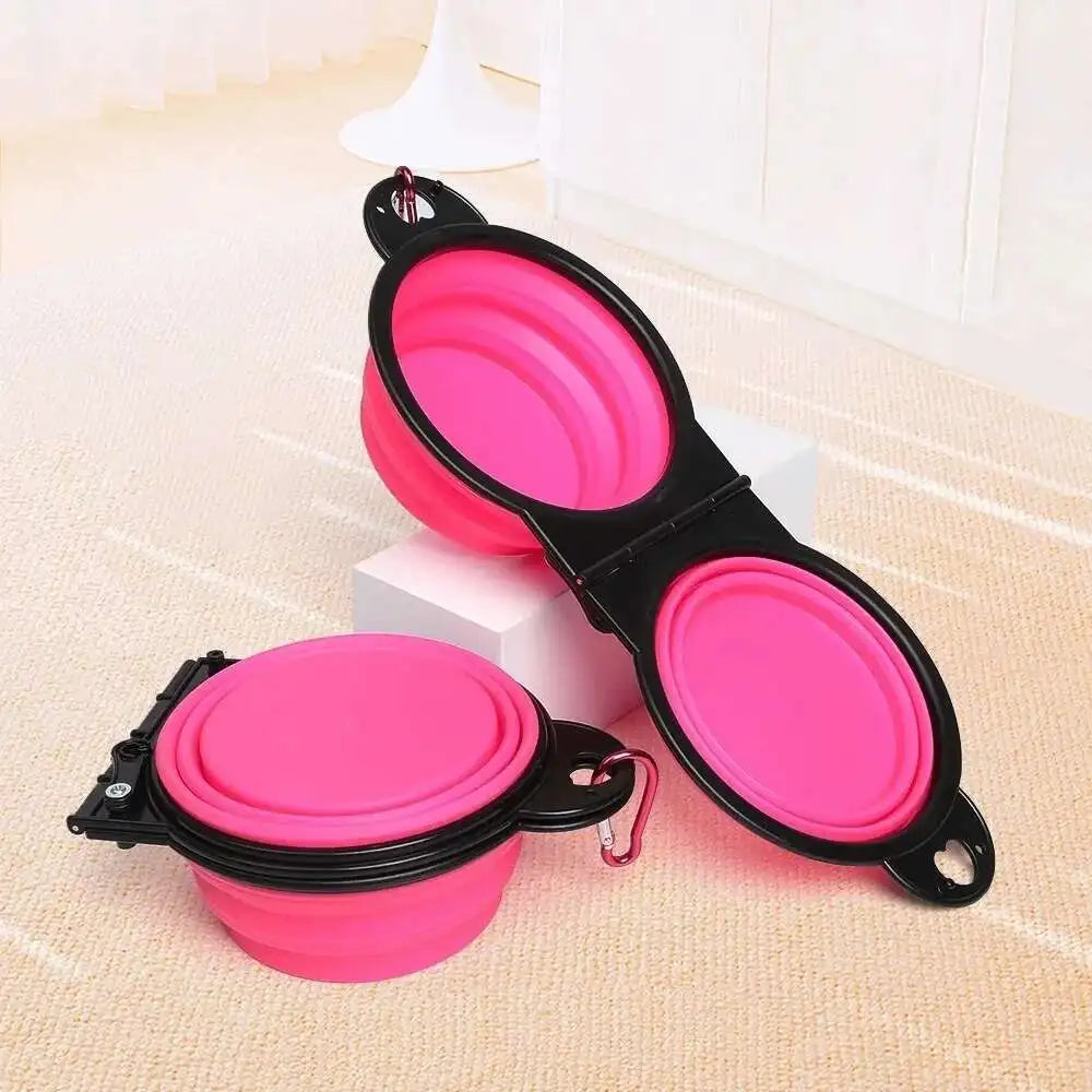 Collapsible 2 In 1 Dog Travel Bowl Folding Feeder