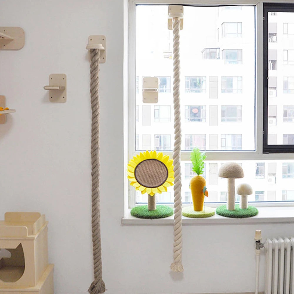 PETRAVEL Cat Climbing Shelf and Rope Tree Scratching Post