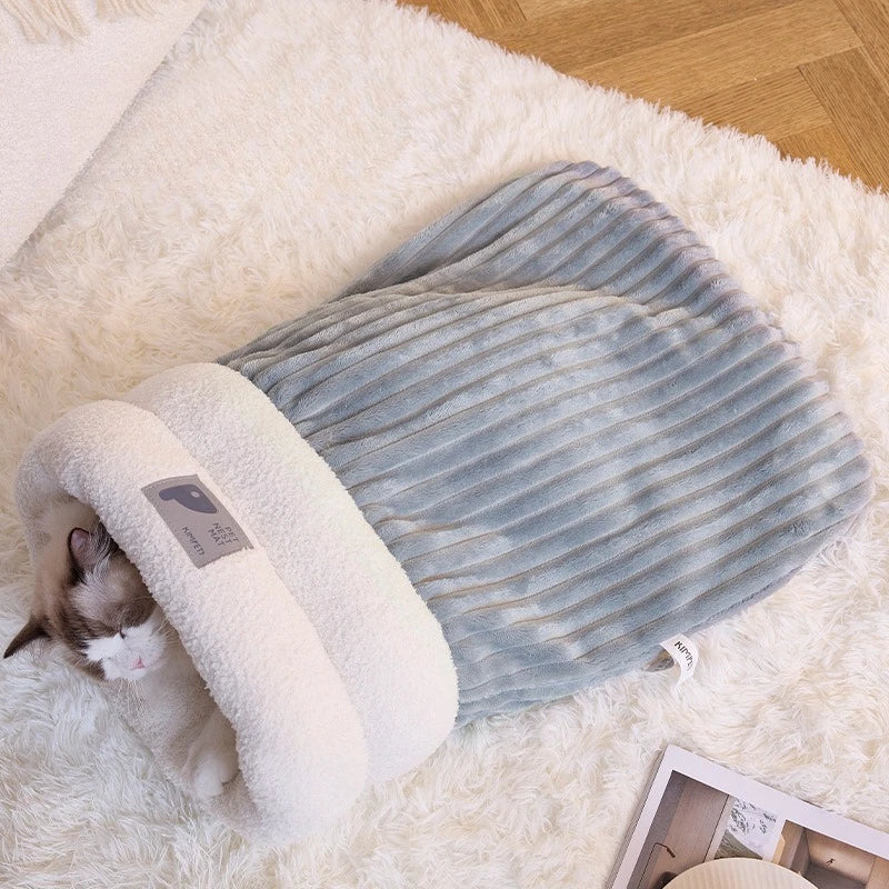 Autumn Winter Cat Sleeping Bag Semi Enclosed Cat Nest