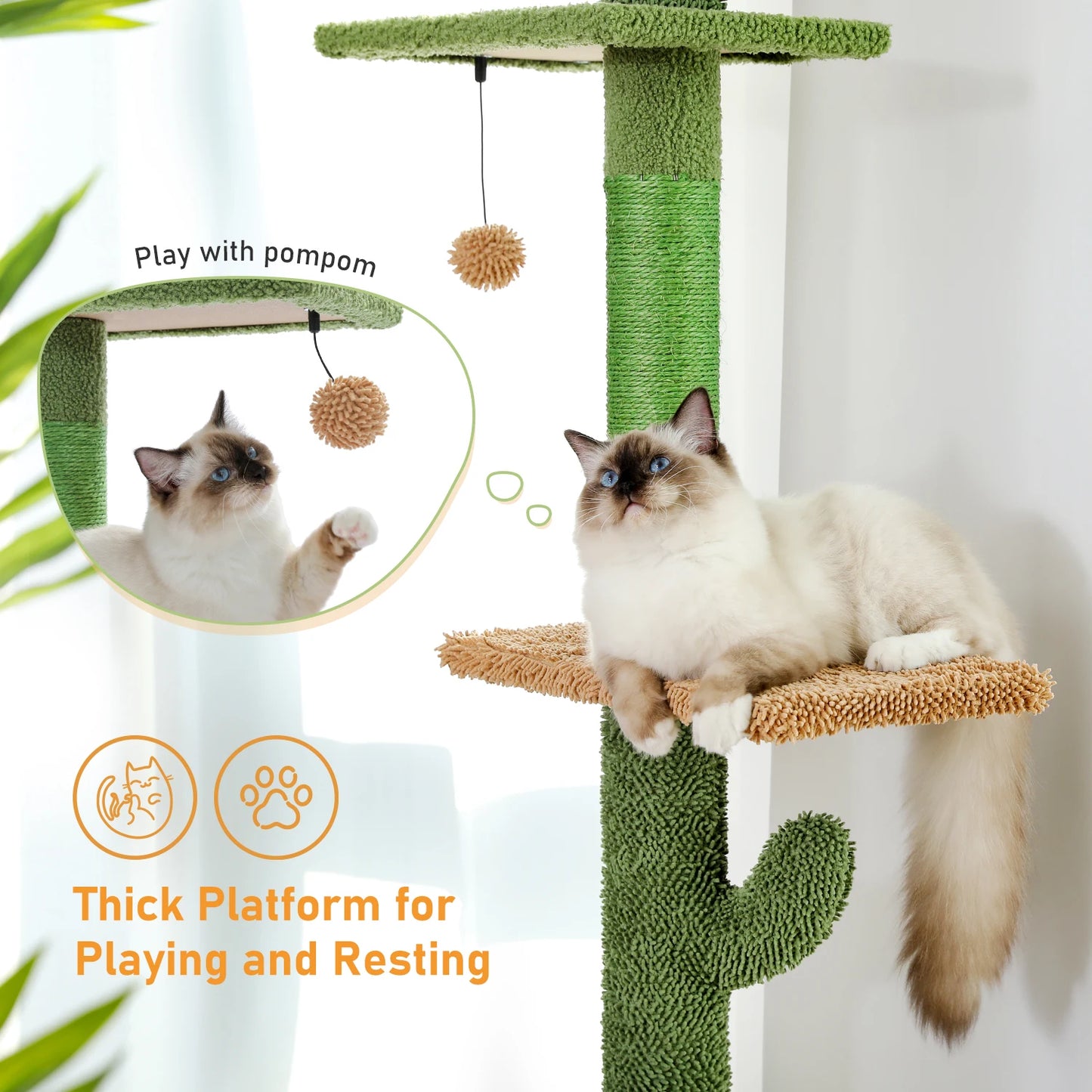 PAWZ Road Cat Tree 5-Tier Floor To Ceiling Tower Hammock