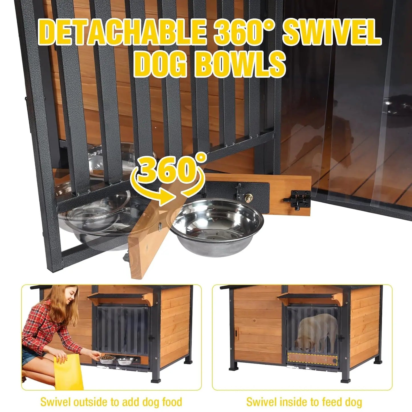 Chew-Resistant Metal Frame Dog House With Waterproof Roof