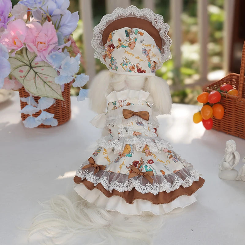 Pet Lace Dress and Maid Dress Set for Small Dogs