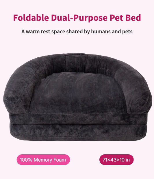 Dual-Use Foldable Pet Bed for Shared Comfort and Cozy Cuddler