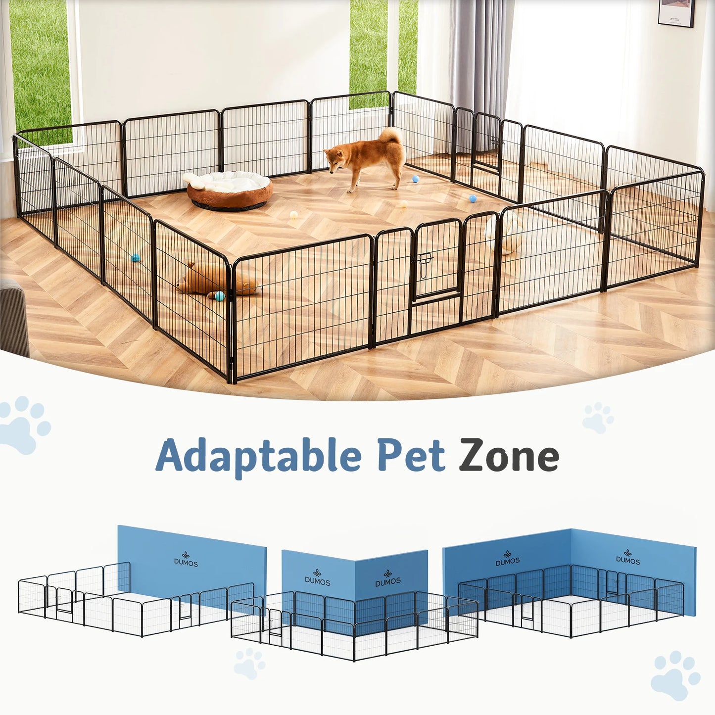 JHK 16-Panel Dog Playpen Metal Fence For Indoor Outdoor Use