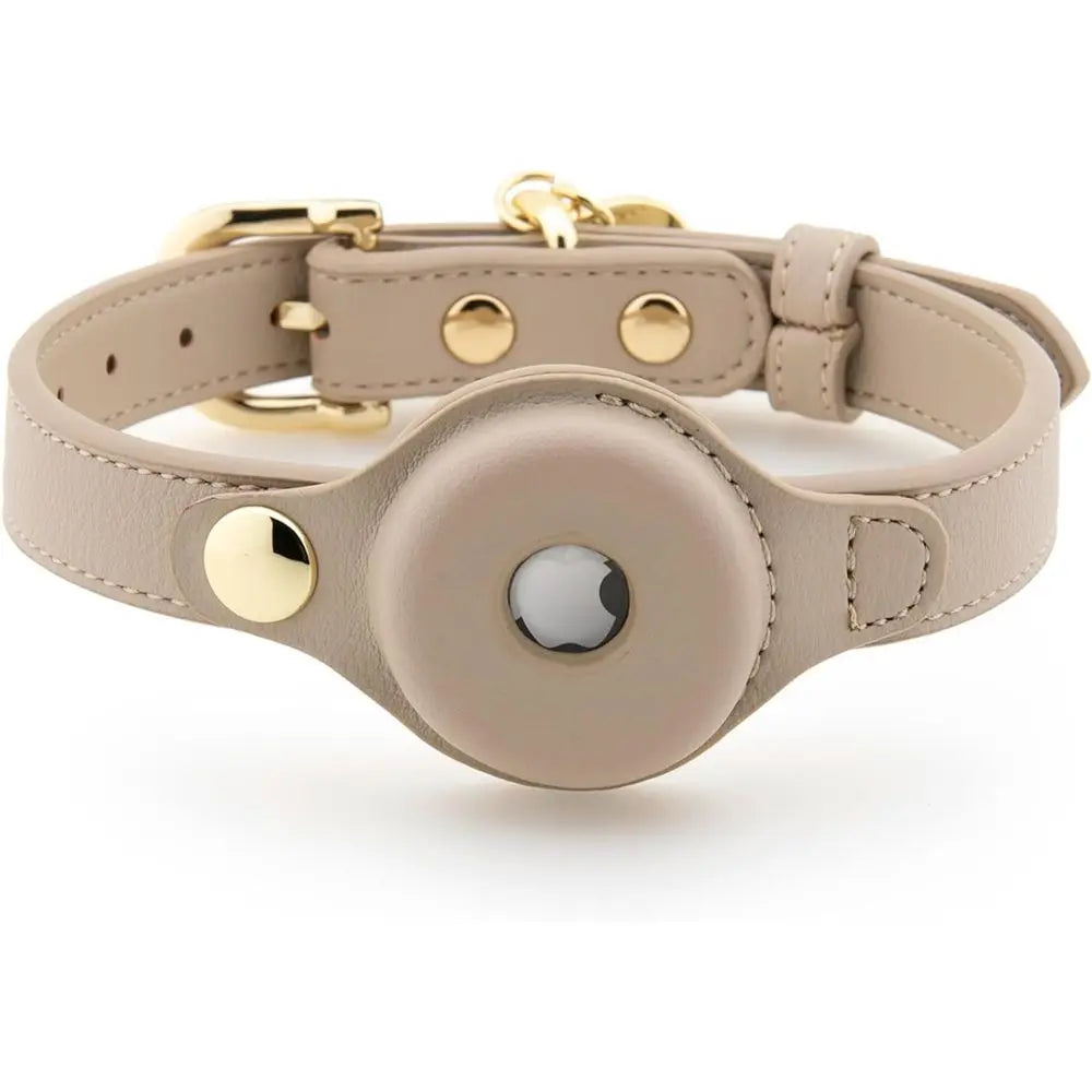 XMSJ Vegan Leather Dog Collar Harness Leash With Tracker Holder