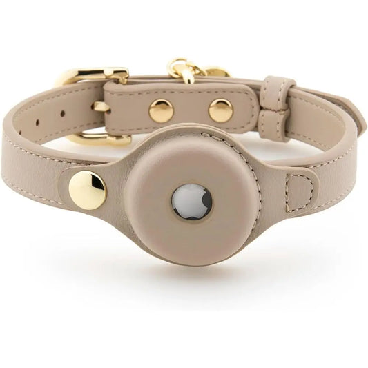 XMSJ Vegan Leather Dog Collar Harness Leash With Tracker Holder