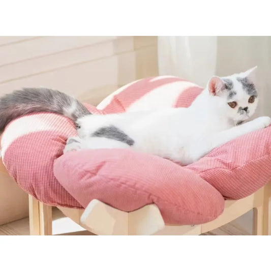 Wooden High Leg Cat Bed With Soft Cushion