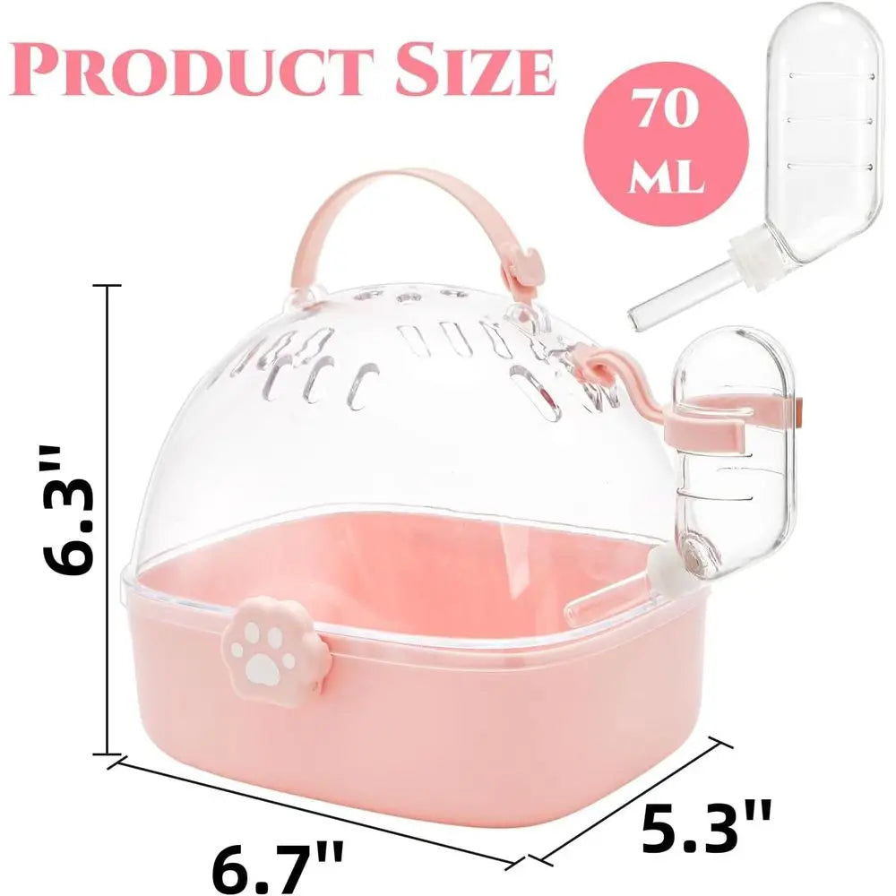Hamster Carrier Cage With Water Bottle Small Animal Case