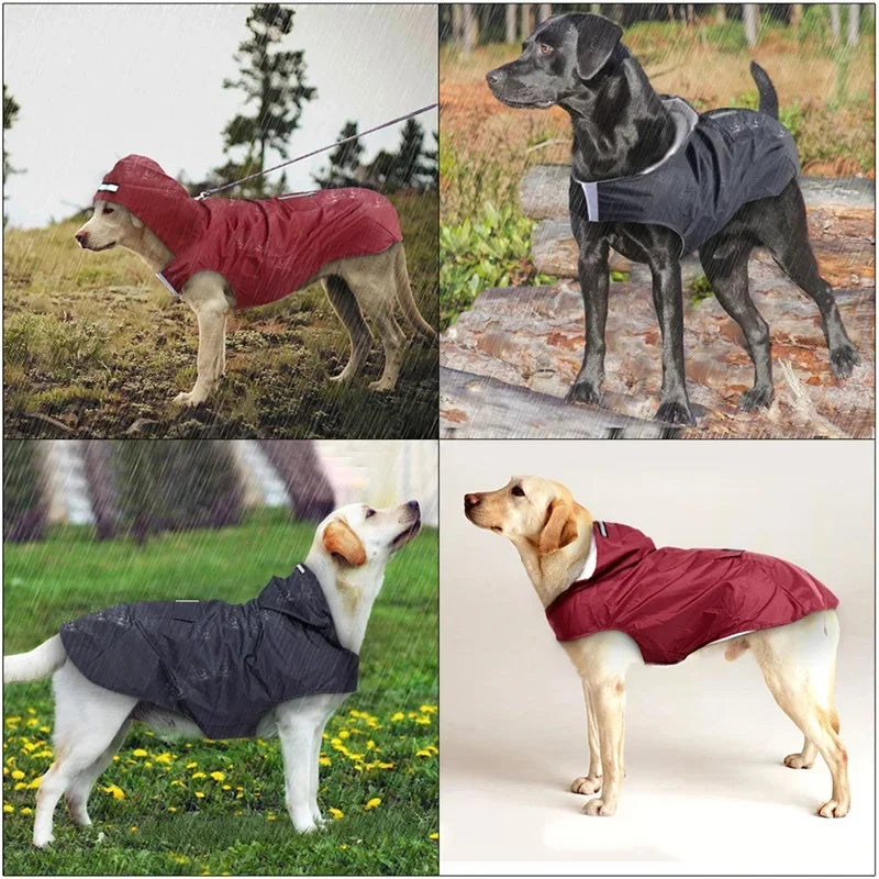 Dog Waterproof Raincoat With Reflective Hooded Jacket For Pets