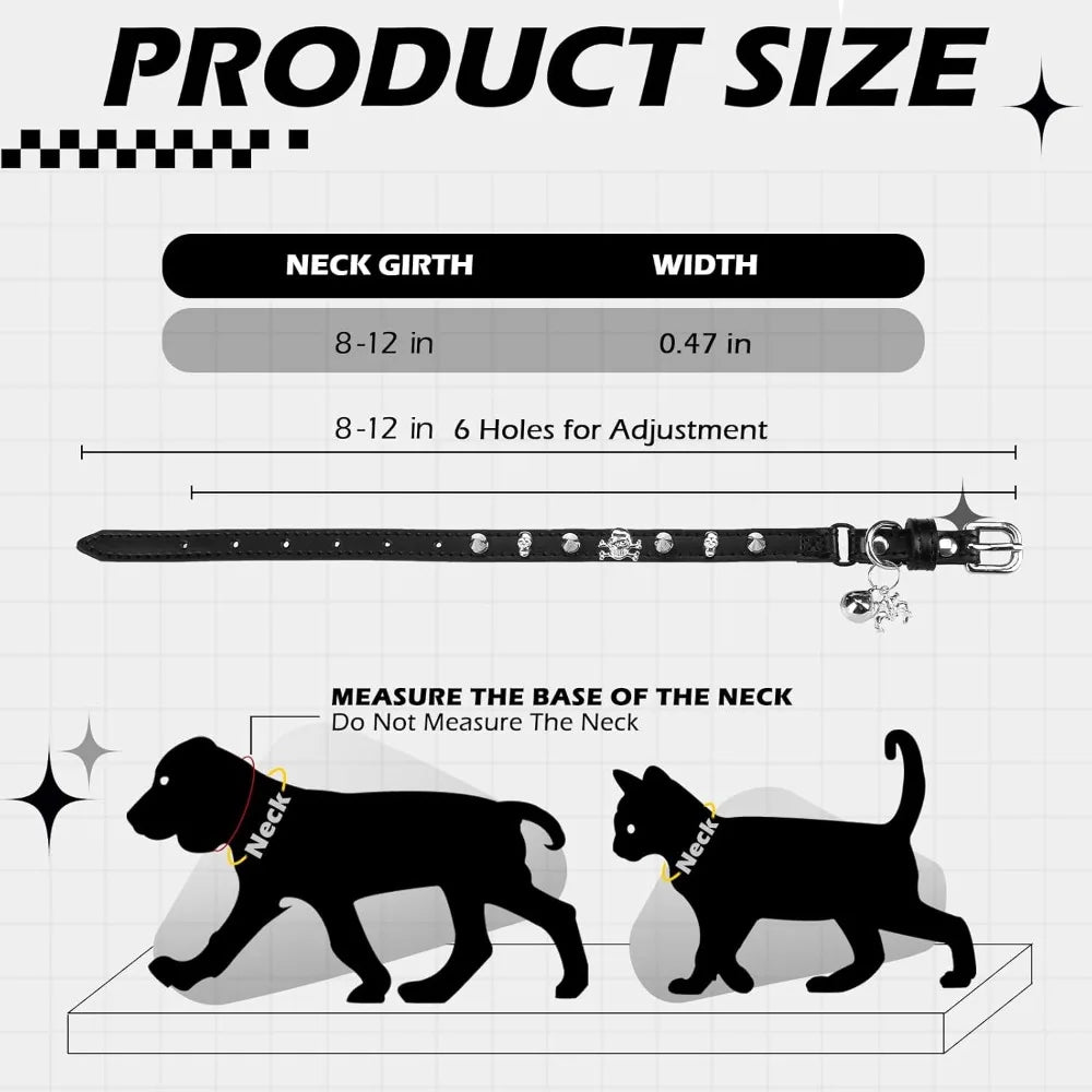Adjustable Leather Cat Collar With Elastic Safety Belt