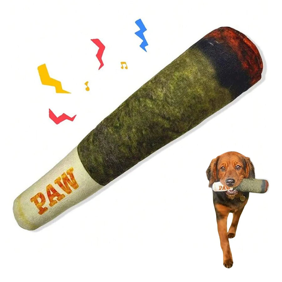 Funny Cigar Design Interactive Dog Toy Squeaky Plush Chew