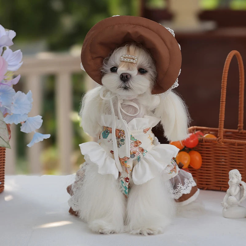 Pet Lace Dress and Maid Dress Set for Small Dogs