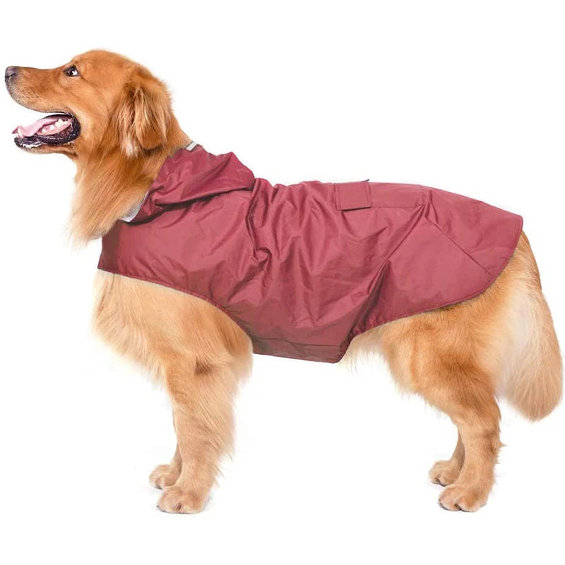 Dog Waterproof Raincoat With Reflective Hooded Jacket For Pets