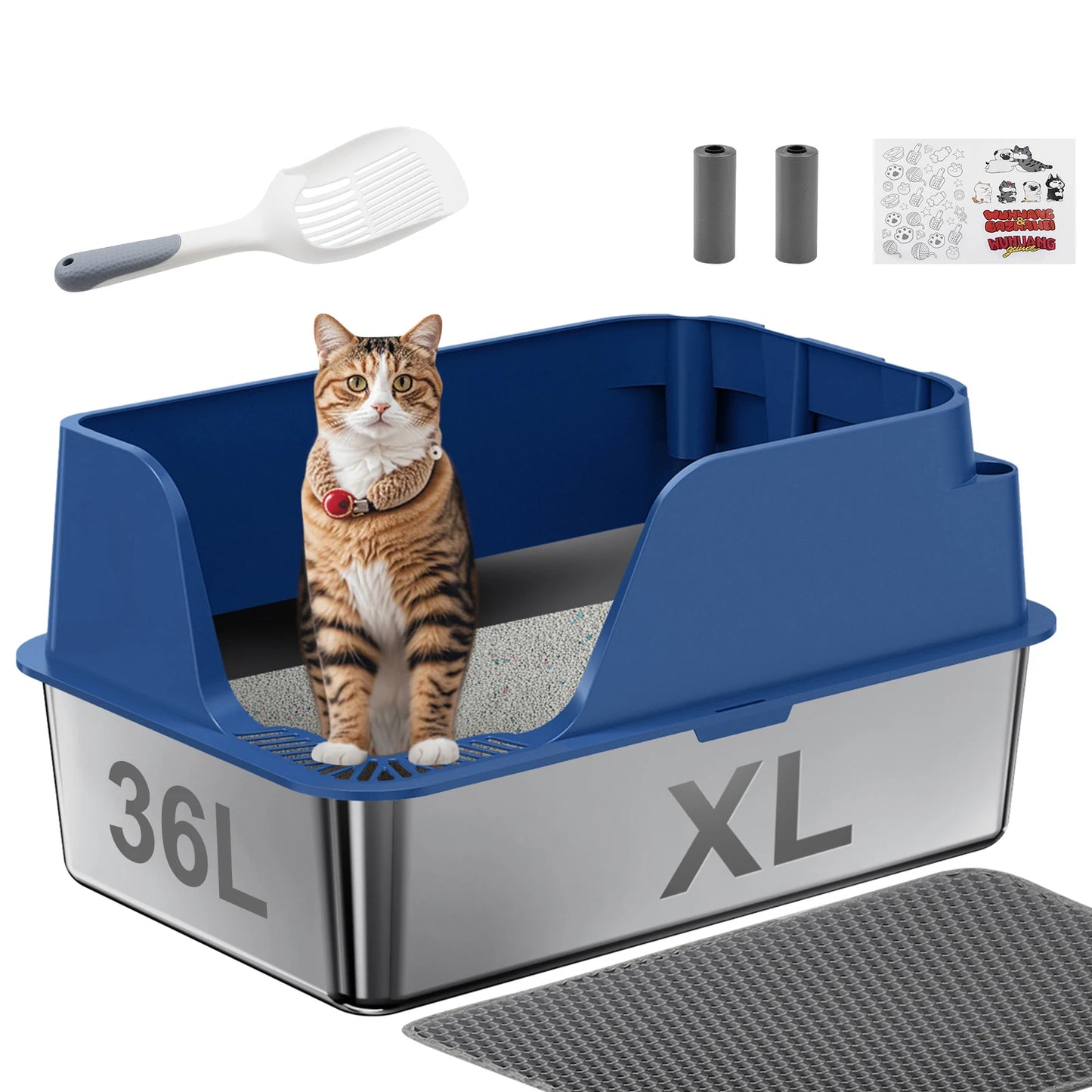 Stainless Steel Cat Litter Box Semi Closed With Leak Proof