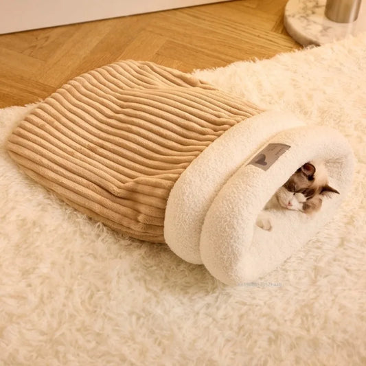Autumn Winter Cat Sleeping Bag Semi Enclosed Cat Nest