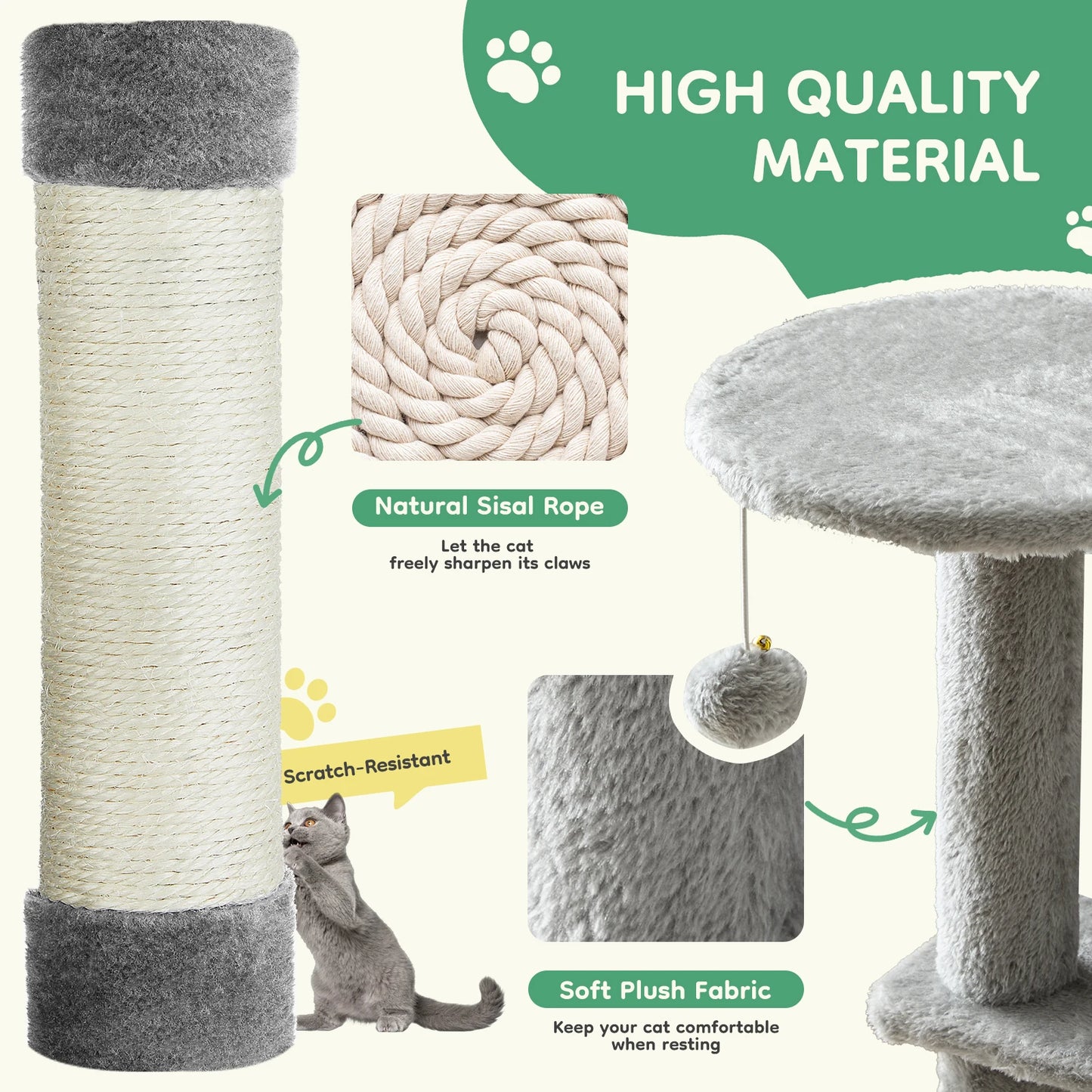 JHK Cat Tree Tall Multi-Cat Climbing Tower Indoor Cat Furniture
