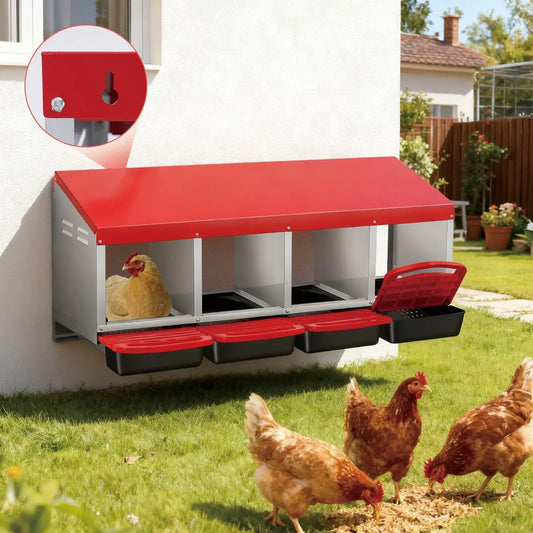 TWISTER.CK Multi-Compartment Metal Chicken Nest Box Automatic Egg Roll-Out