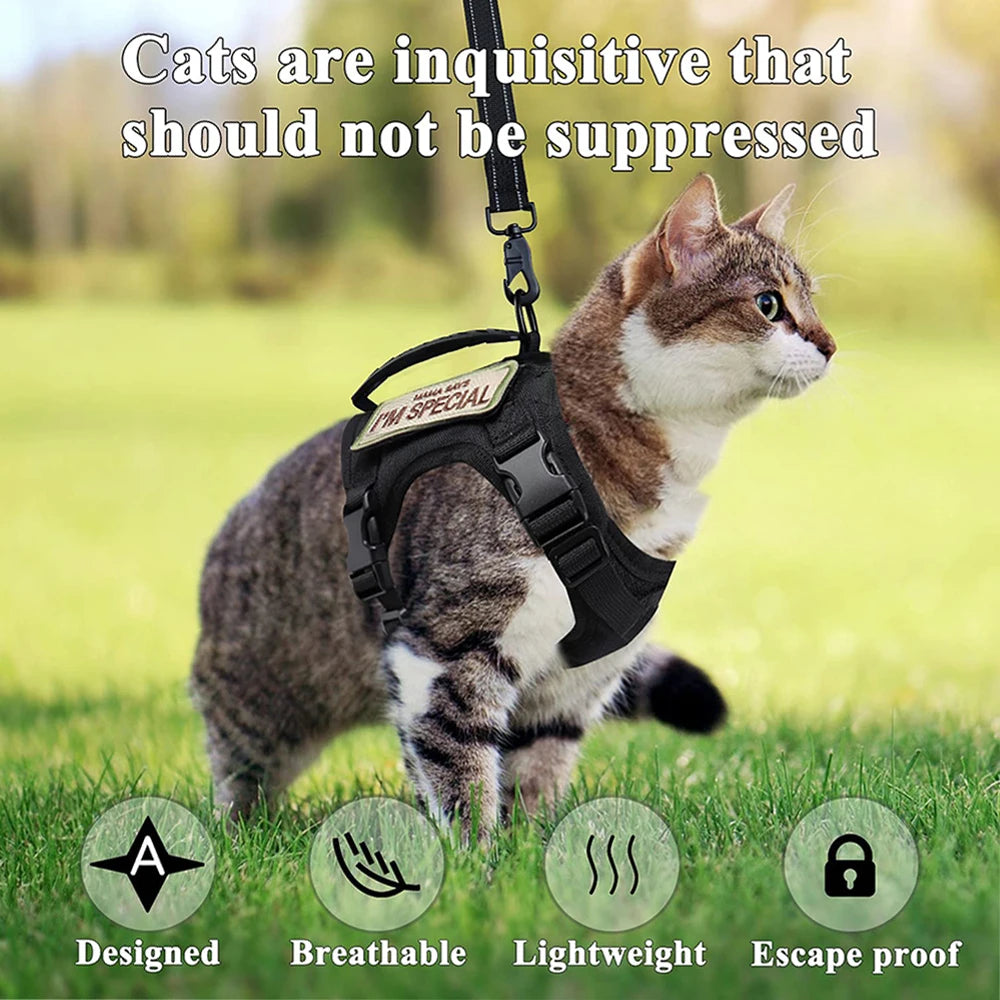 PETRAVEL Tactical Cat Harness With Leash Set For Escape Proof