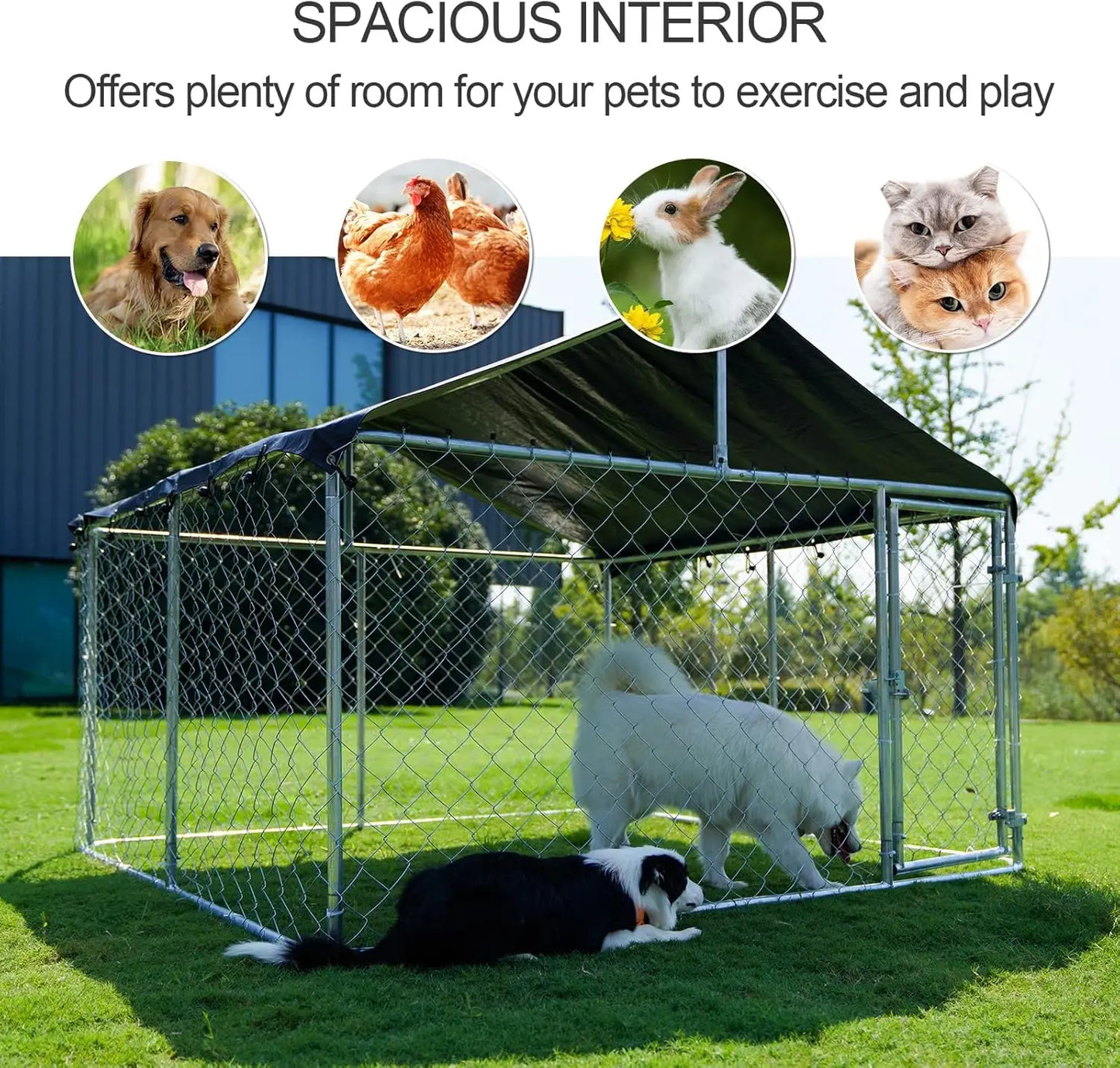 Outdoor Pet Playpen Heavy Duty Kennel Mesh Cage With Lock
