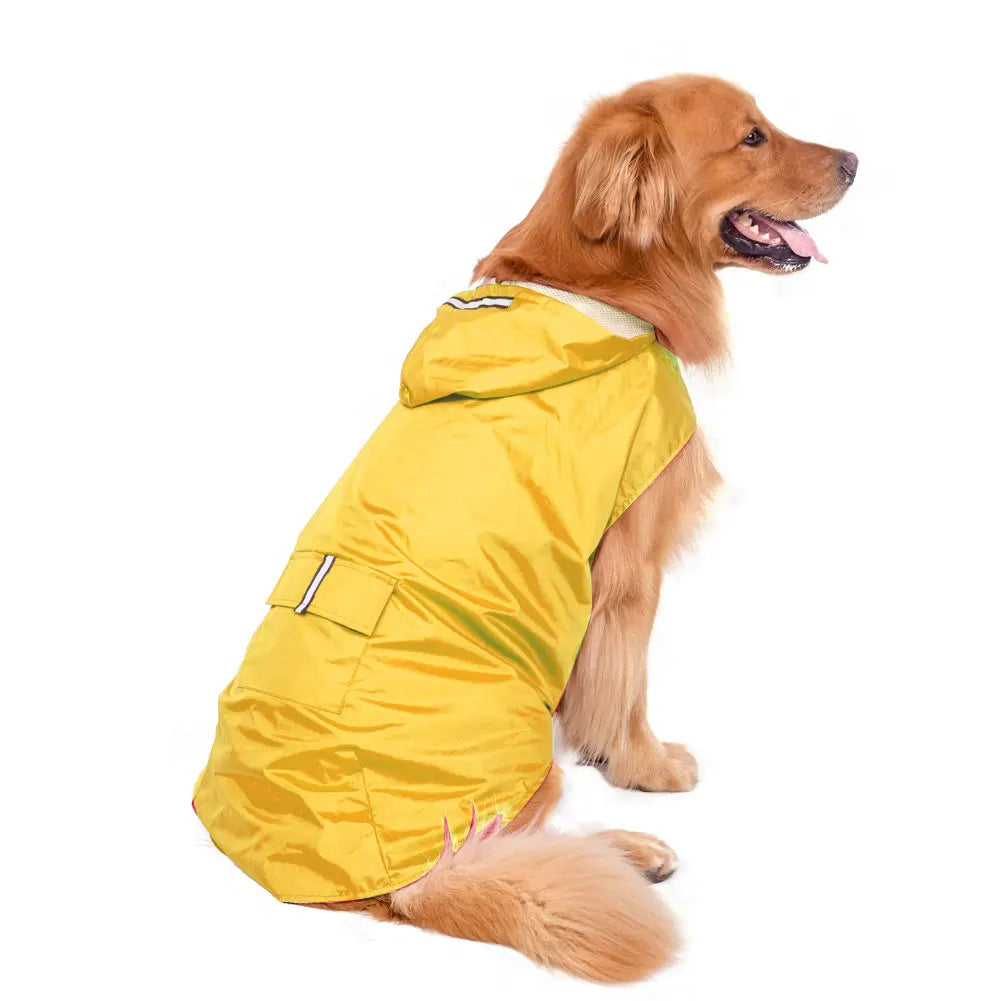 Dog Waterproof Raincoat With Reflective Hooded Jacket For Pets