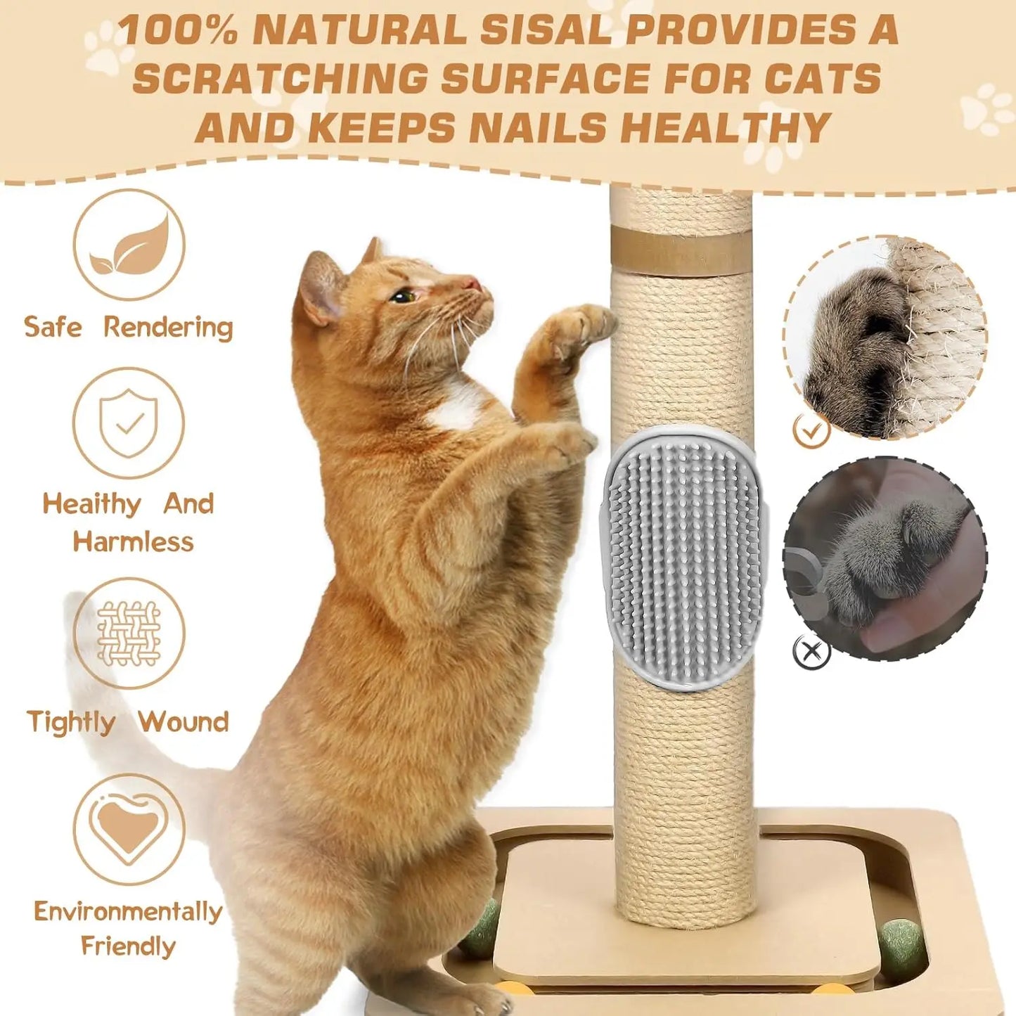 Cat Tree With 3-Tier Ball Track And Jute Scratching Post